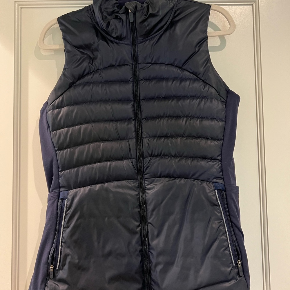 Lululemon Blue Puffer Vest with High Collar